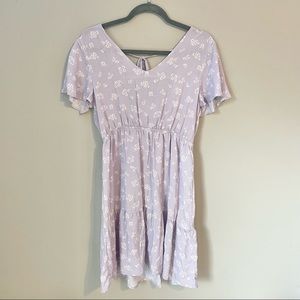 Purple floral summer mini dress